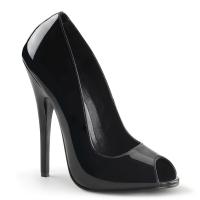 DOMINA-212 Devious high heels peep toe pump black patent