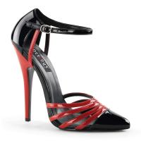 DOMINA-412 Devious high heels d-orsay pump black red patent