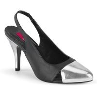 DREAM-405 Pleaser Pink Label Übergrößen High Heels Slingback Pumps schwarz silber Lederoptik