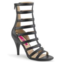 DREAM-438 Pleaser Pink Label strappy ankle boots black vegan leather