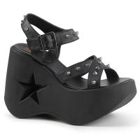 DYNAMITE-02 DemoniaCult criss cross strap sandal star cut-out black matte