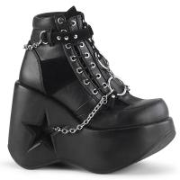 DYNAMITE-101 DemoniaCult platform wedge side lace-up ankle boot black matte suede