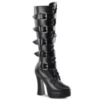 ELECTRA-2042 Pleaser high heels platform knee boots black matte with 5 buckles