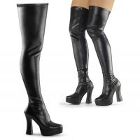 ELECTRA-3000Z Pleaser high heels platform thigh high boots black stretch vegan leather