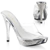 ELEGANT-401 Fabulicious vegane Damen High Heels Plateaupantoletten klar Strass