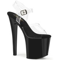 ENCHANT-708 Pleaser vegan Damen Plateausandaletten prismatisches Design klar schwarz