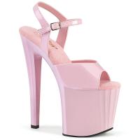 ENCHANT-709 Pleaser platform ankle strap high heels sandal linear desin baby pink patent