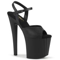 ENCHANT-709 Pleaser platform ankle strap high heels sandal linear desin black matte