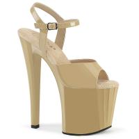 ENCHANT-709 Pleaser platform ankle strap high heels sandal linear desin cream patent