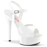 EXCITE-609 Pleaser vegan high heels ankle strap platform sandal white patent