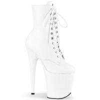 FLAMINGO-1020LWR Pleaser high heels platform ankle boot fully wrapped white leather