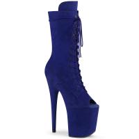 FLAMINGO-1051FS Pleaser vegan platform peep-toe mid calf boot royalblue suede