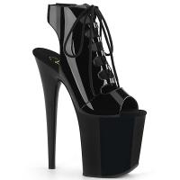 FLAMINGO-800-20 Pleaser high heels platform sandal lace-up ties black patent