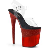 FLAMINGO-808-2HGM Pleaser high heels platform sandal clear red glitter hologram