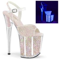 FLAMINGO-810UVG vegan Pleaser high heels platform sandal neon opal glitter