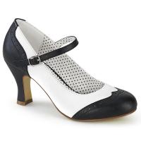 FLAPPER-25 Funtasma round toe maryjane pump black white matte