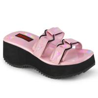 FLIP-12 DemoniaCult vegan platform slide heart ring baby pink holo patent