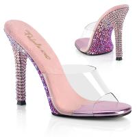 GALA-01DMM Fabulicious High Heels Pantoletten klar babypink zweifarbige Strasssteine