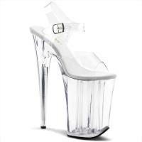 INFINITY-908 Pleaser platform ankle strap sandal leather inner sole clear
