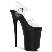 INFINITY-908 Pleaser high heels platform ankle strap sandal clear black
