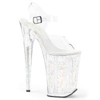 INFINITY-908M Pleaser platform ankle strap sandal mini iridescent glitter clear