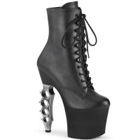 IRONGRIP-1020 Pleaser vegan high heels platform ankle boot knuckles heel black matte