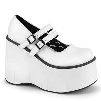 KERA-08 DemoniaCult vegan platform buckle strap mary jane pumps white matte