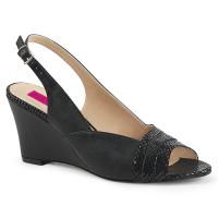 KIMBERLY-01SP Pleaser Pink Label slingback wedge sandal black matte