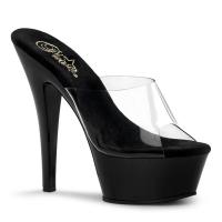 KISS-201 Pleaser high heels platform mules clear black