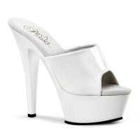KISS-201 Pleaser high heels platform mules white patent