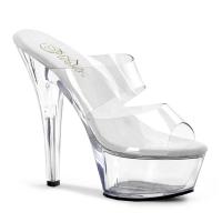 KISS-202 Pleaser high heels platform mules clear double straps