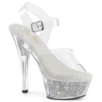 KISS-208RSI Pleaser vegan high heels platform sandal clear silver ab rhinestones