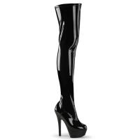 KISS-3000 Pleaser high heels stretch thigh high boots black patent