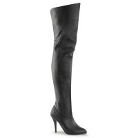 LEGEND-8868 Pleaser Damen High-Heels Pull-On Overkneestiefel schwarz Echtleder