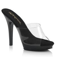 LIP-101 Fabulicious Damen High-Heels Plateaupantoletten transparent schwarz