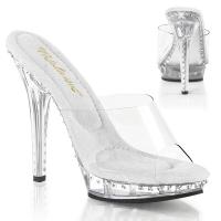 LIP-101LS Fabulicious high heels platform slide transparent with one line rhinestones