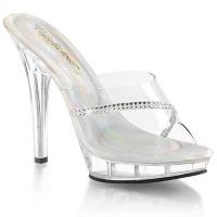 LIP-101R Fabulicious High-Heels Pantoletten transparent mit diagonaler Strassreihe