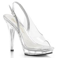 LIP-150 Fabulicious High-Heels Peep-Toe Slingback Plateausandaletten silber-klar