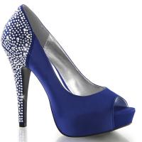 LOLITA-08 Fabulicious Damen Plateau Peep Toe Pumps Strass königsblau Satin