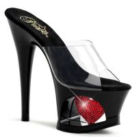 MOON-701HRS Pleaser High Heels Plateaupantoletten klar schwarz rot Strass Herz