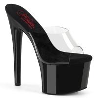 PASSION-701 Pleaser vegan comfort platform high heels slide clear black