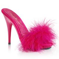 POISE-501F Fabulicious high heels platform marabou sandal hot pink satin marabou fur