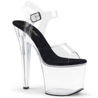 RADIANT-708 vegane Pleaser High-Heels Plateau Sandaletten klar schwarze Innensohle