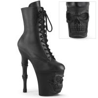 RAPTURE-1020 Pleaser high heels platform ankle boot skull bones black matte