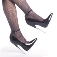 SCREAM-12 Devious spike high heel leather innersole black patent