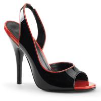 SEDUCE-117 sexy Pleaser High-Heels bi-color Slingsandaletten schwarz-rot Lack