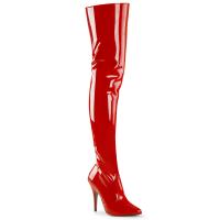 SEDUCE-3010 Pleaser Stiletto High-Heels Overkneestiefel rot Lack