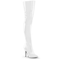 SEDUCE-3010 Pleaser Stiletto High-Heels Overkneestiefel weiß Lack