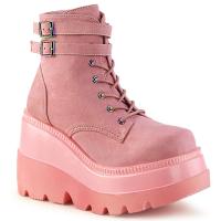 SHAKER-52 DemoniaCult lace-up front ankle boot ankle straps baby pink velvet