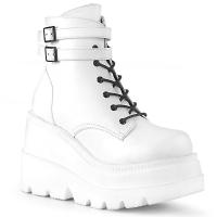 SHAKER-52 DemoniaCult lace-up front ankle boot ankle straps white matte